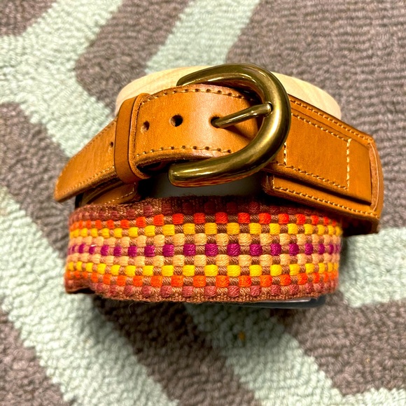 Fossil Accessories - Fossil leather and woven boho belt brown sz Small